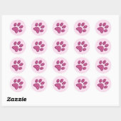Sticker Rond empreinte de patte de chat pétillant - rose (Feuille)