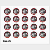 Sticker Rond Empreinte de patte de chat, plaid buffle rouge, ph (Feuille)