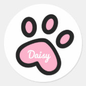 Sticker Rond Empreinte de patte de chat rose mignonne - Autocol (Devant)