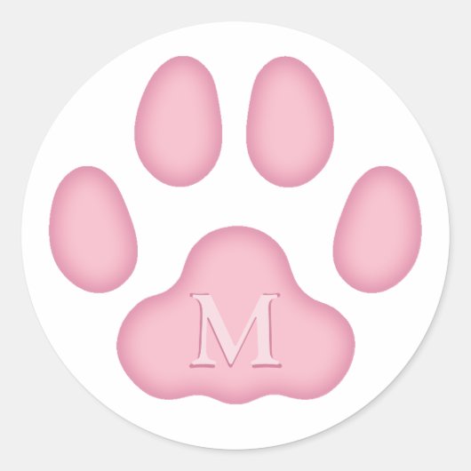 Sticker Rond Empreinte de patte de chat rose Personnalisé Anima (Devant)