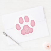 Sticker Rond Empreinte de patte de chat rose Personnalisé Anima (Enveloppe)
