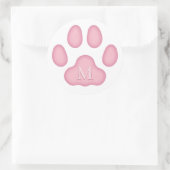 Sticker Rond Empreinte de patte de chat rose Personnalisé Anima (Sac)