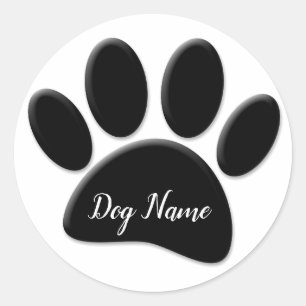 Sticker Rond Empreinte de patte De Chien Avec Nom De Chien Pers