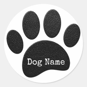 Sticker Rond Empreinte de patte de chien avec nom de machine pe