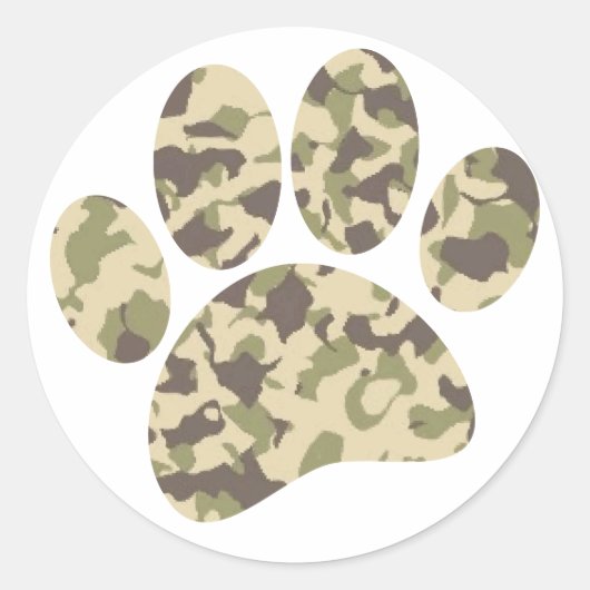 Sticker Rond Empreinte de patte de chien Camo (Devant)