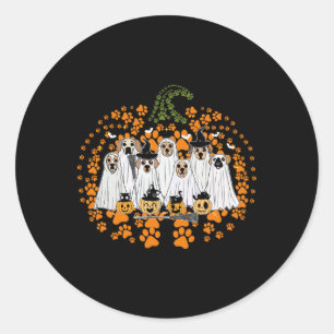 Sticker Rond Empreinte de patte de chien Citrouille Automne Aut