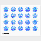 Sticker Rond Empreinte de patte de chien d'aquarelle bleu avec  (Feuille)