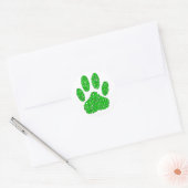 Sticker Rond Empreinte de patte de chien de feuillage vert (Enveloppe)