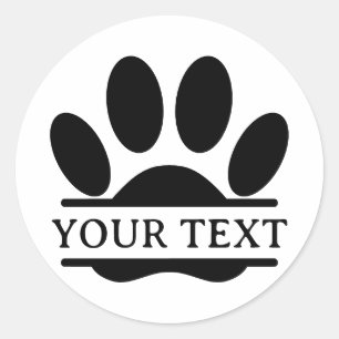Sticker Rond Empreinte de patte de chien dessin partagé texte m