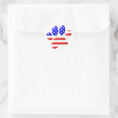 Sticker Rond Empreinte de patte de chien Drapeau américain (Sac)