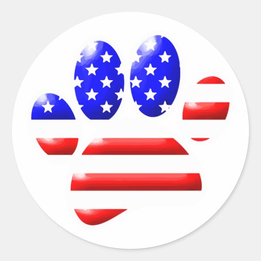 Sticker Rond Empreinte de patte de chien Drapeau américain (Devant)