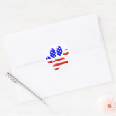 Sticker Rond Empreinte de patte de chien Drapeau américain (Enveloppe)