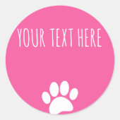 Sticker Rond Empreinte de patte de chien texte personnalisé ros (Devant)