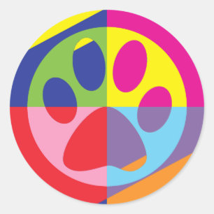 Sticker Rond Empreinte de patte de style pop-art
