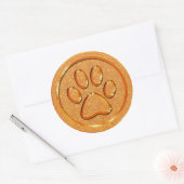Sticker Rond Empreinte de patte d'or (Enveloppe)