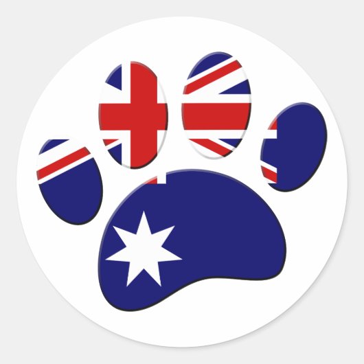 Sticker Rond Empreinte de patte du Drapeau australien (Devant)