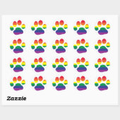 Sticker Rond Empreinte de patte gay pride (Feuille)