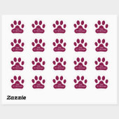 Sticker Rond Empreinte de patte Maroon (Feuille)