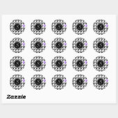 Sticker Rond Empreinte de patte noir, blanc et violet (Feuille)