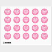 Sticker Rond Empreinte de patte rose de coeur mignon (Feuille)