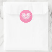 Sticker Rond Empreinte de patte rose de coeur mignon (Sac)
