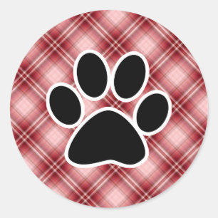 Sticker Rond Empreinte de patte rouge