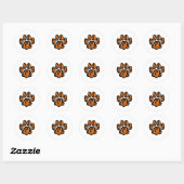 STICKER ROND EMPREINTE DE PATTE TIGER (Feuille)