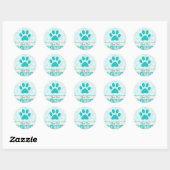 Sticker Rond Empreinte de patte turquoise (Feuille)