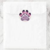 Sticker Rond Empreinte de patte violet et rose (Sac)