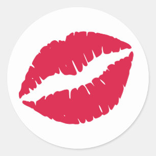 Sticker Rond Empreinte de rouge à lèvres cramoisi