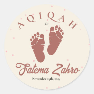 Sticker Rond Empreinte Enfant nouveau-né fille musulmane Aqiqah