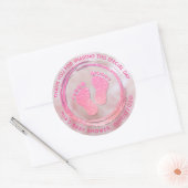 Sticker Rond Empreinte Fille bébé Baby shower brillant Favorise (Enveloppe)