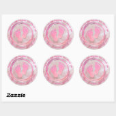Sticker Rond Empreinte Fille bébé Baby shower brillant Favorise (Feuille)