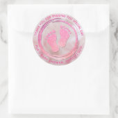 Sticker Rond Empreinte Fille bébé Baby shower brillant Favorise (Sac)