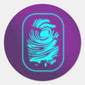 Sticker Rond Empreinte turquoise sur violet (Devant)