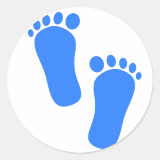 Sticker Rond Empreintes Bébé Bleues