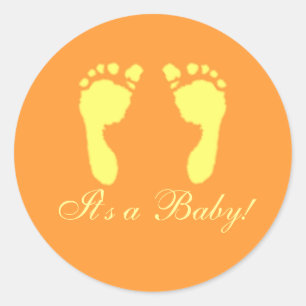 Sticker Rond Empreintes bébé (Jaune)