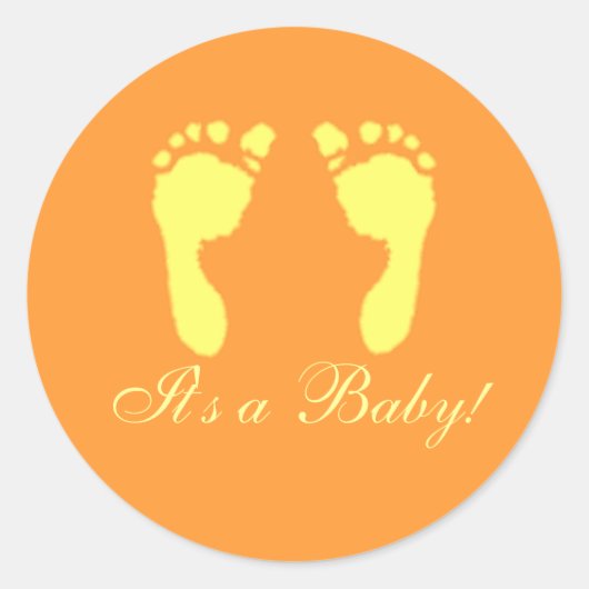 Sticker Rond Empreintes bébé (Jaune) (Devant)