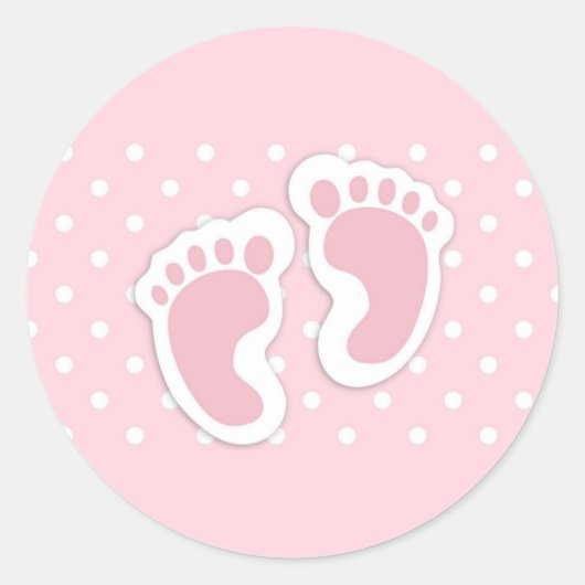 Sticker Rond Empreintes Bébé Rose Cute (Devant)