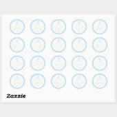 Sticker Rond Empreintes-Bleu et Baby shower Jaune (Feuille)