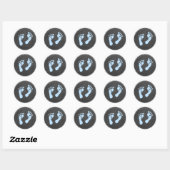 Sticker Rond Empreintes bleues (Feuille)