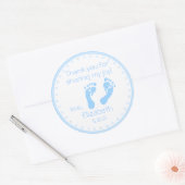 Sticker Rond Empreintes bleues Boy Baby shower Merci (Enveloppe)