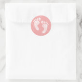Sticker Rond Empreintes de bébé rose/blanc (Sac)