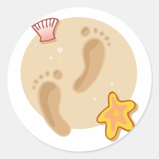 Sticker Rond Empreintes de mariage sur la plage (Devant)