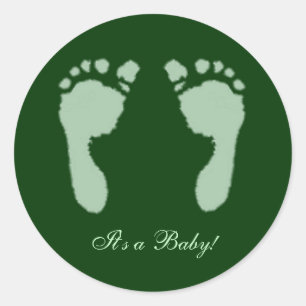 Sticker Rond Empreintes de pas de bébé (vert)