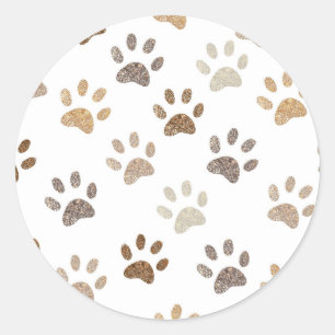 Sticker Rond Empreintes de patte brunes brillantes