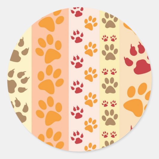 Sticker Rond Empreintes de pattes Amoureux de les chiens mignon (Devant)