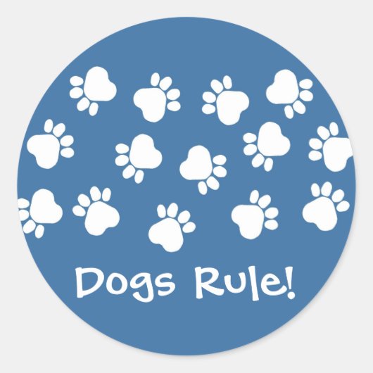 Sticker Rond Empreintes de pattes bleus et blancs (Devant)