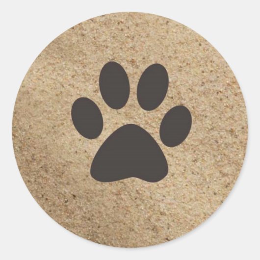 Sticker Rond Empreintes de pattes dans le sable (Devant)