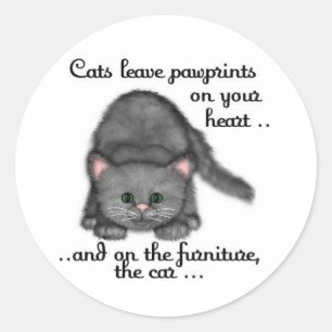 Sticker Rond Empreintes de pattes de chat